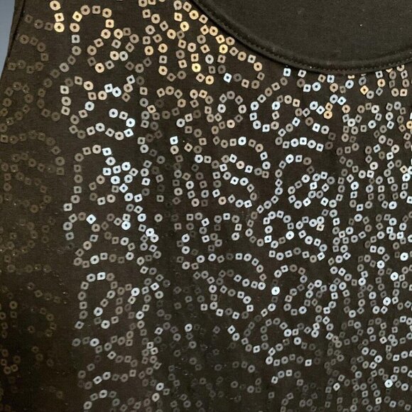 Carlson Black Sequins Size Small Petite Focus Dressy Sequin Camisole Tunic Top - Picture 1 of 8
